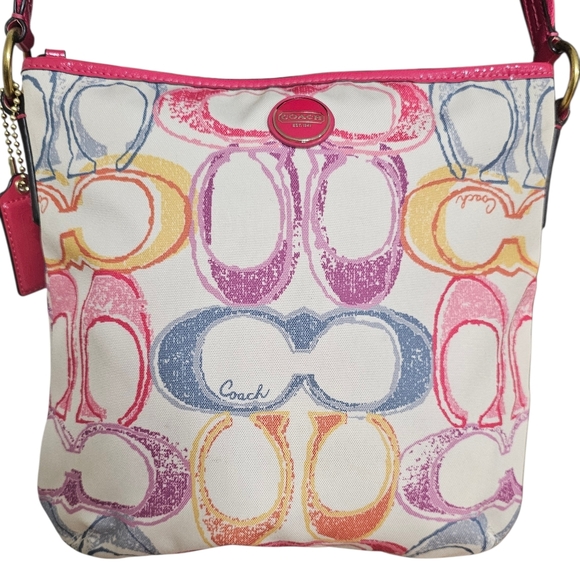 Coach Vintage Y2K Pink and Multicolor Fabric  Crossbody Bag - Picture 4 of 9